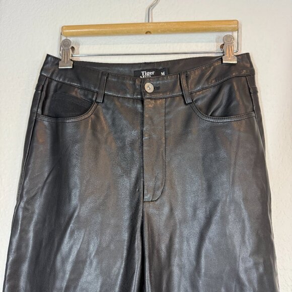 Tiger Mist Faux Leather Pants Straight Leg Chic Edgy vegan Clubwear Y2K Medium - Picture 4 of 11